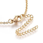 Stainless Steel Pendant Necklace Zirconia Palm Clear Gold 17.6" A394