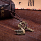 Genuine Leather Necklace Unisex Pendant Swang Adjustable Size Slide Clasp B470