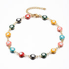 Stainless Steel Gold Plated Link Bracelet Evil Eye Lobster Adjustable Size P227