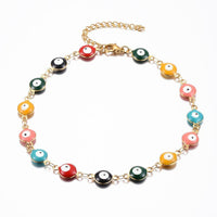 Stainless Steel Gold Plated Link Bracelet Evil Eye Lobster Adjustable Size P227