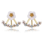 Yellow Gold Platinum Plated Earrings Drop Dangle AAA Zirconia  Stud Clasp L827