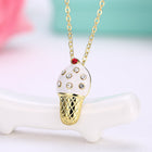 Yellow Gold Plated Necklace Women's Pendant Ice Cream AAA Zirconia Lobster B176