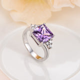 White Gold Purple Zirconia Band Ring Size 8 B88