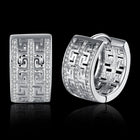 Yellow Gold Platinum Plated Earrings Hoop Huggies Zirconia Latch Back Clasp L548