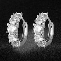 Brass Micro Pave Cubic Zirconia Hoop Earrings Clear Gold Silver 1mm Z356