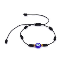 Adjustable Nylon Threads Braided Bead Bracelet Handmade Evil Eye Light Blue Z136