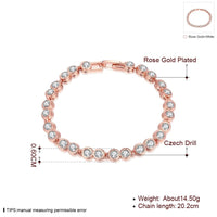 Rose Gold Platinum Plated Bracelet 7.91 Inch AAA Zirconia Snap Lock Clasp L152