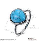 Platinum Plated Black Gunmetal Halo Plain Ring Womens Kallaite Stone Blue B501