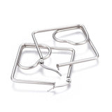 201 Stainless Steel Hoop Earrings Heart Stainless Steel Color 1.7" to 3.3" P542