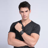 Leather Bracelet  9 Inches 49MM Push button L444