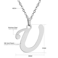 Stainless Steel Women's Unisex 18 Inch Necklace Pendant Letter Lobster Clasp S2