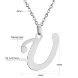 Stainless Steel Women's Unisex 18 Inch Necklace Pendant Letter Lobster Clasp S2