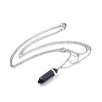 Malachite Bullet Pendant Necklace 316 Stainless Steel Lobster Clasp 16" Z509