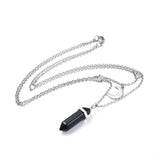 Malachite Bullet Pendant Necklace 316 Stainless Steel Lobster Clasp 16" Z509