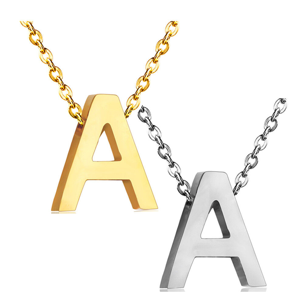 Stainless Steel Women's Unisex 18 Inch Necklace Pendant Letter Lobster Clasp S3
