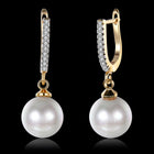 Yellow Gold Plated Earrings Drop Dangle AAA Zirconia  Latch Back Clasp L549