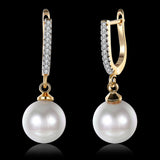 Yellow Gold Plated Earrings Drop Dangle AAA Zirconia  Latch Back Clasp L549
