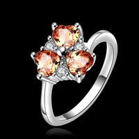 Sterling Silver Plated Heart CleverZirconia Flower Band Ring Size 8 B143