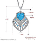 Platinum Plated Necklace Pendant Heart Kallaite  Blue 18 Inches 1MM Lobster B190