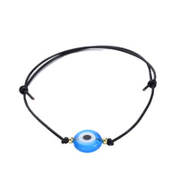 Adjustable Cowhide Cord Bracelet Handmade Evil Eye Gold Z142