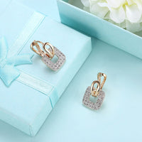 Platinum Plated Earrings  Drop Dangle AAA Zirconia Latch Back Clasp L577