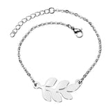 Stainless Steel Womens Unisex Bracelet Adjustable Size Leaves Lobster Clasp Y11