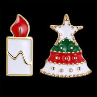 Rose Gold Platinum Enamel Stud Earrings Christmas Tree Candle 17x12mm P133
