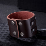 Leather Bracelet  9 Inches 49MM Push button L444
