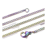 Stainless Steel Curb Chain Neckalces Lobster Black Purple Rose Gold  21.6" P373