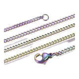 Stainless Steel Curb Chain Neckalces Lobster Black Purple Rose Gold  21.6" P373