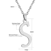 Stainless Steel Women's Unisex 18 Inch Necklace Pendant Letter Lobster Clasp S2