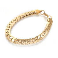 Stainless Steel Curb Chain Bracelet Lobster Clasp Silver Gold 8" 8.5x2mm P239