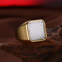 Stainless Steel Yellow Gold Platinum Plated Mens Band Ring Carbon Fiber B555