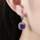 Yellow Gold Platinum Plated Earrings  Drop Dangle Zirconia Latch Back Clasp L594