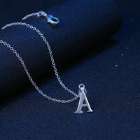 Sterling Silver Plated Necklace Women Pendant Initial Letter Alphabet B375