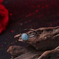 Yellow Gold Black Gunmetal Plated Halo Fashion Ring Kallaite Blue B494