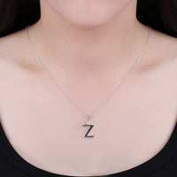 Sterling Silver Plated Necklace Women Pendant Initial Letter Alphabet B375