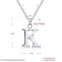 Sterling Silver Plated Necklace Women Pendant Initial Letter Alphabet B375