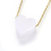 304 Stainless Steel Pendant Necklace Epoxy Resin Heart Blue Gold 18" 1.2mm  A269