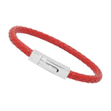 Unisex Men's Genuine Braided Leather Stainless Steel Magnetic Clasp Bracelet Red