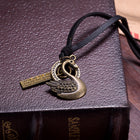 Genuine Leather Necklace Unisex Pendant Swang Adjustable Size Slide Clasp B470