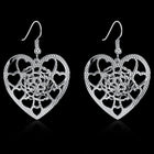 Yellow Gold Platium Plated Earrings Heart Chadelier Fish Hook Clasp L631