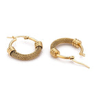 Stainless Steel Mesh Hoop Earrings Hypoallergenic Gold Z327