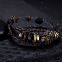 Leather Bracelet  Brown 8.5 Inches 20MM Push button  L442