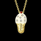 Yellow Gold Plated Necklace Women's Pendant Ice Cream AAA Zirconia Lobster B176