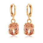 Gold Rhinestone Dangle Hoop Earrings Crystal Brown Red Purple 25x8mm Z267