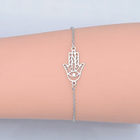 Stainless Steel Link Bracelet Lobster Clasp Hamsa Silver Gold Adjustable P261