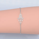 Stainless Steel Link Bracelet Lobster Clasp Hamsa Silver Gold Adjustable P261