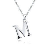 Sterling Silver Plated Necklace Women Pendant Initial Letter Alphabet B375