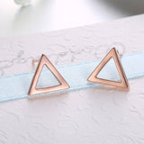 Rose Gold Plated Earrings Triagle Stud Push Back Clasp L514